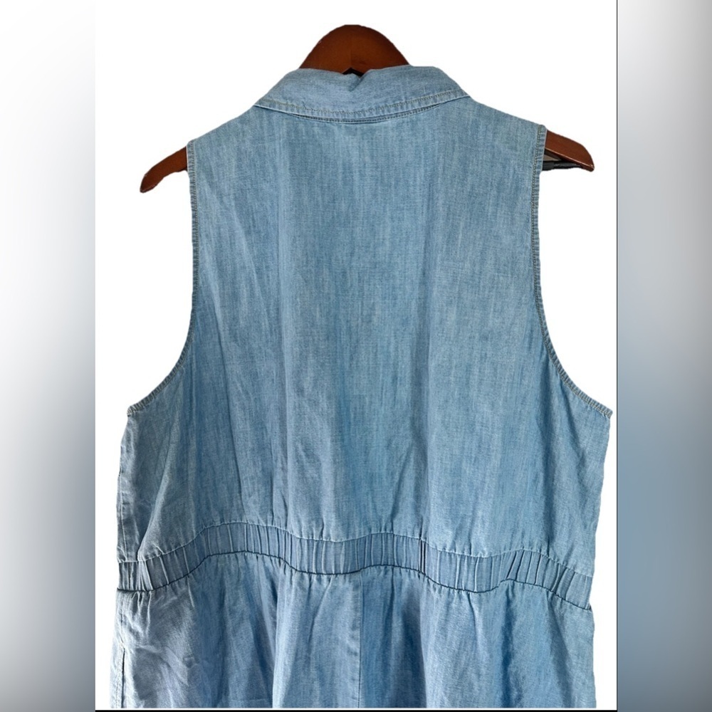 Women's Denim Sleeveless Mini Shirtdress Ava & Viv light Denim Wash - Picture 5 of 11